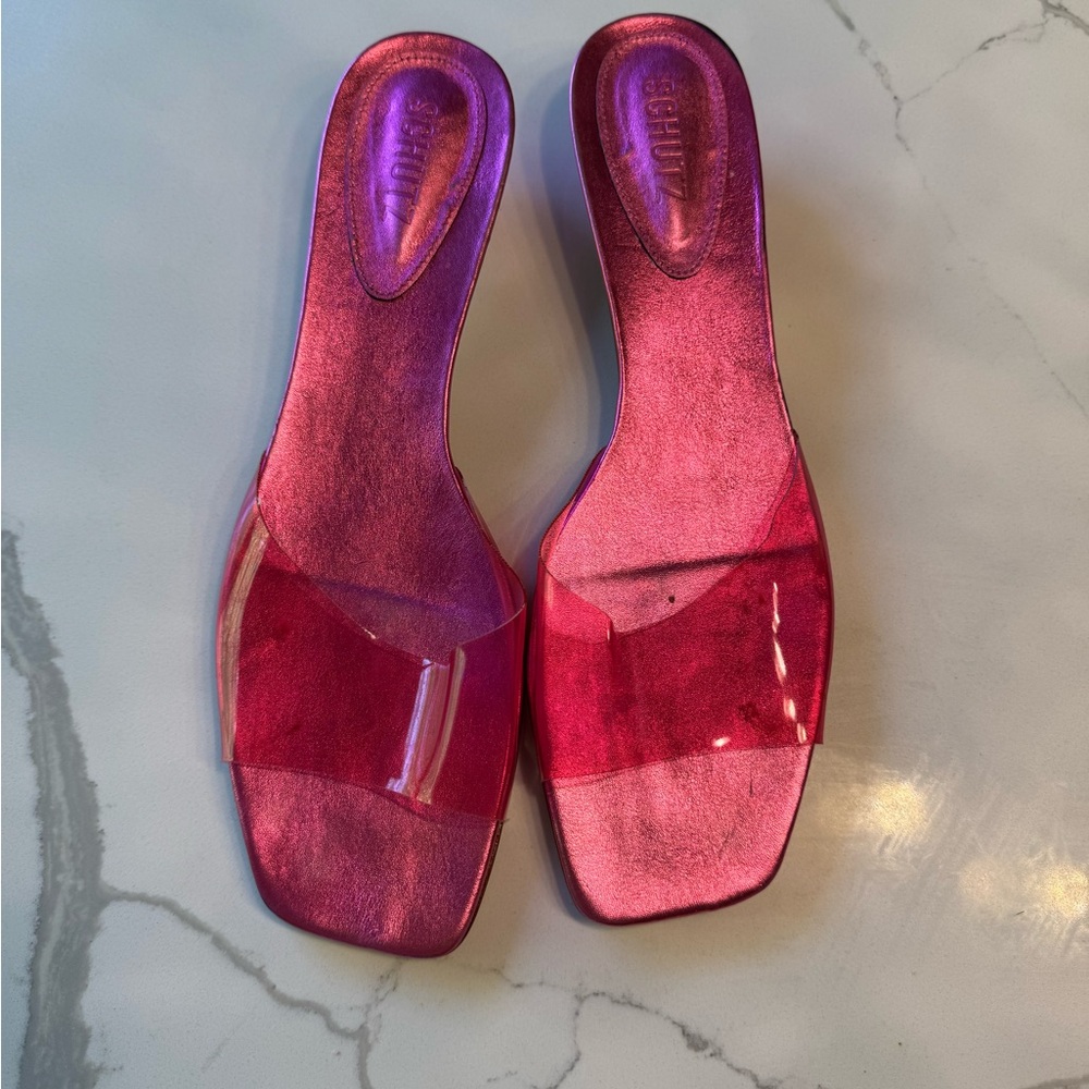 SCHUTZ Pink Minimalist Slide Sandals